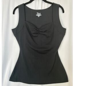 Love Your Assets by Spanx Sleeveless Blouse Women's XL Black Built in Shelf Bra